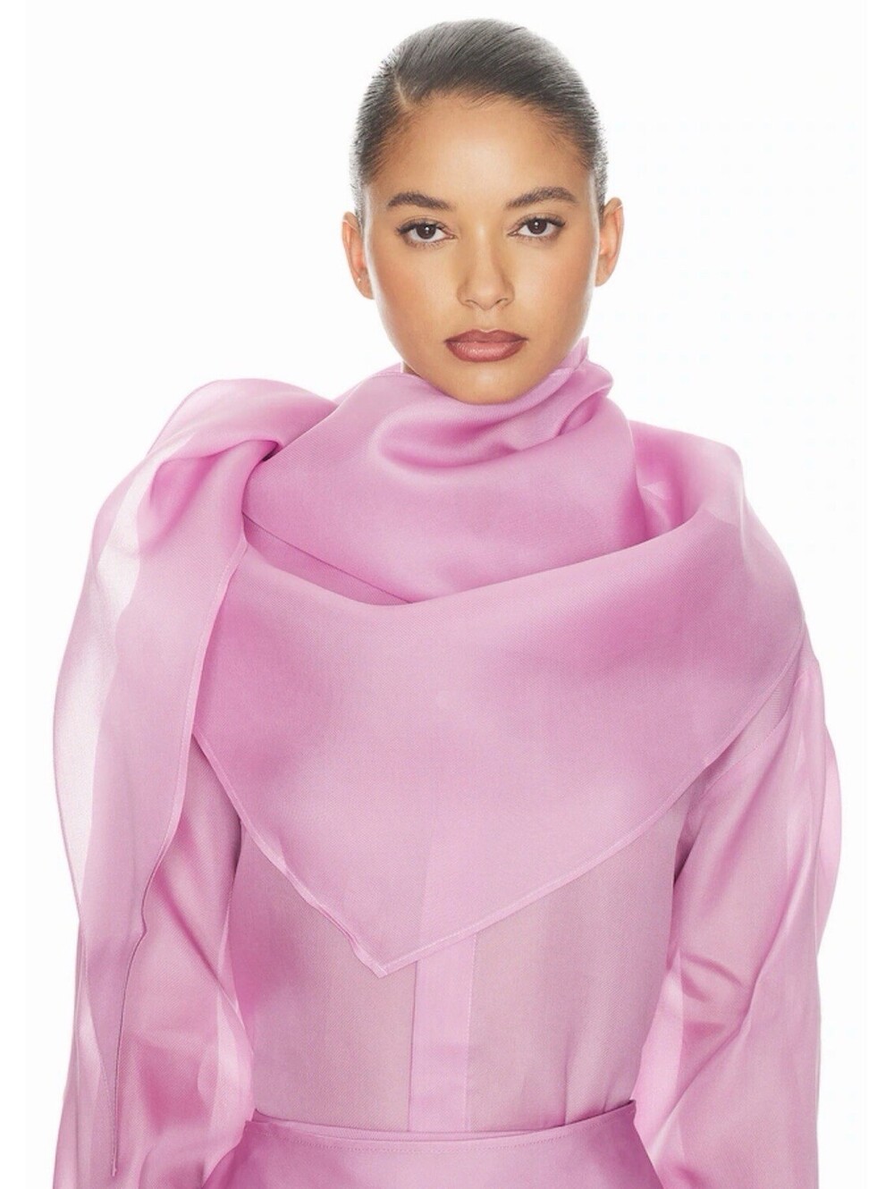 Helsa Silk Gazar Head Scarf Pink $200 Revolve